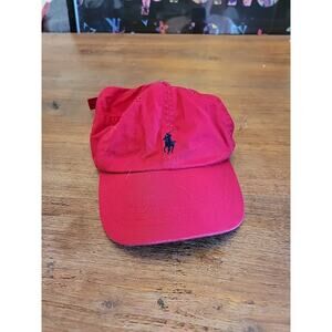 POLO RALPH LAUREN Red Adjustable Baseball Cap Polo Player Classic Casual Hat
